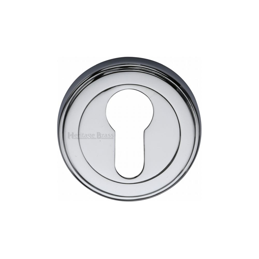 Heritage Brass Door Furniture Polished Chrome / Euro Profile Escutcheons Heritage Brass - Euro Profile Cylinder Escutcheon Polished Chrome Finish