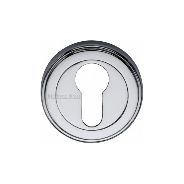 Heritage Brass Door Furniture Polished Chrome / Euro Profile Escutcheons Heritage Brass - Euro Profile Cylinder Escutcheon Polished Chrome Finish