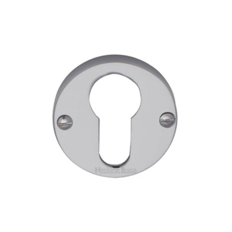Heritage Brass Door Furniture Satin Chrome / Euro Profile Escutcheons Heritage Brass - Euro Profile Cylinder Escutcheon Satin Chrome Finish