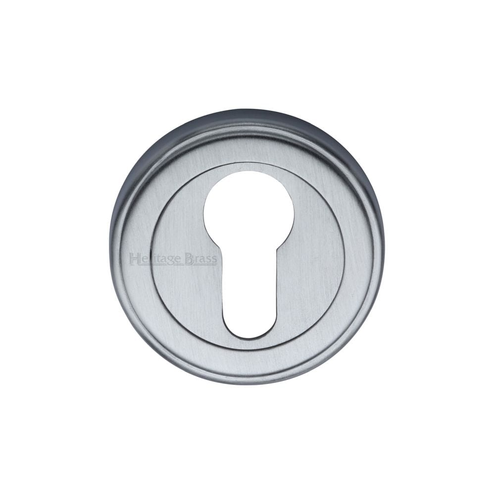 Heritage Brass Door Furniture Satin Chrome / Euro Profile Escutcheons Heritage Brass - Euro Profile Cylinder Escutcheon Satin Chrome Finish