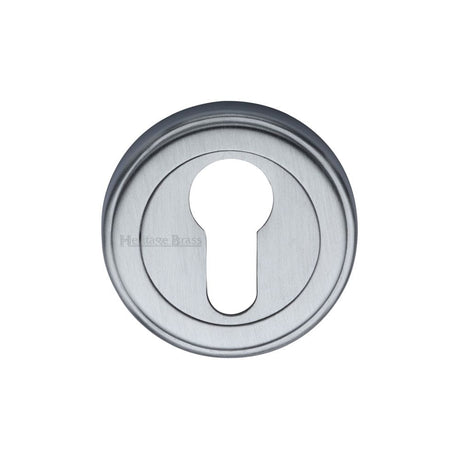 Heritage Brass Door Furniture Satin Chrome / Euro Profile Escutcheons Heritage Brass - Euro Profile Cylinder Escutcheon Satin Chrome Finish