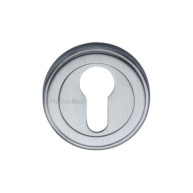Heritage Brass Door Furniture Satin Chrome / Euro Profile Escutcheons Heritage Brass - Euro Profile Cylinder Escutcheon Satin Chrome Finish