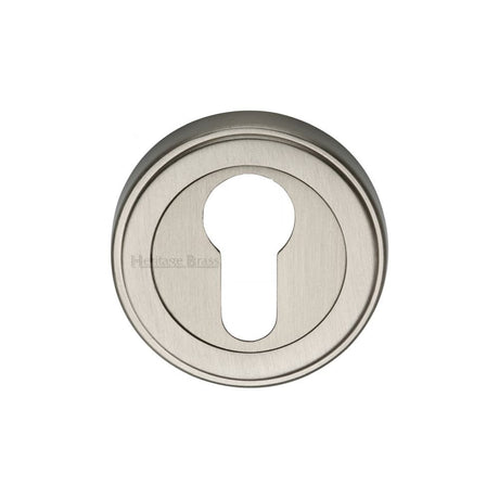 Heritage Brass Door Furniture Satin Nickel / Euro Profile Escutcheons Heritage Brass - Euro Profile Cylinder Escutcheon Satin Nickel Finish