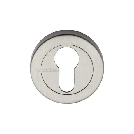 Heritage Brass Door Furniture Satin Nickel / Euro Profile Escutcheons Heritage Brass - Euro Profile Cylinder Escutcheon Satin Nickel Finish