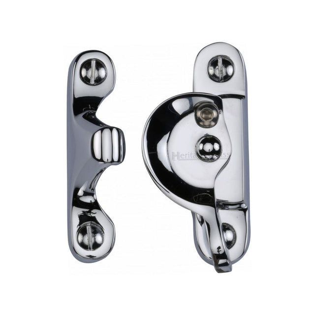 Heritage Brass Window Furniture Polished Chrome / Sash Window Fitch Fasteners / Yes Heritage Brass - Fitch Pattern Sash Fastener Lockable Polished Chrome Finish