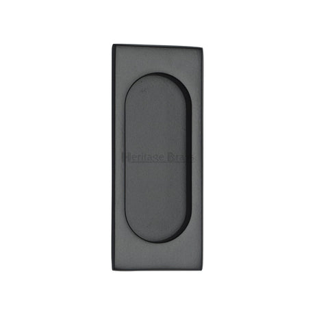 Heritage Brass Door Furniture Matt Black / Flush Pull / Rectangular Heritage Brass - Flush Pull Handle 105mm Matt Black Finish