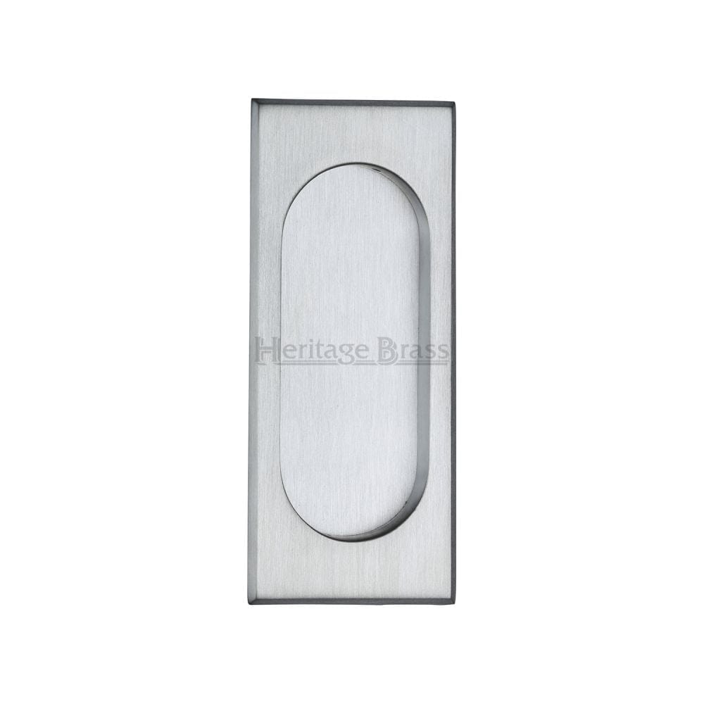 Heritage Brass Door Furniture Satin Chrome / Flush Handle / Rectangular Heritage Brass - Flush Pull Handle 105mm Satin Chrome Finish