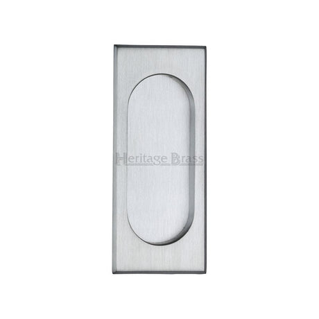 Heritage Brass Door Furniture Satin Chrome / Flush Handle / Rectangular Heritage Brass - Flush Pull Handle 105mm Satin Chrome Finish
