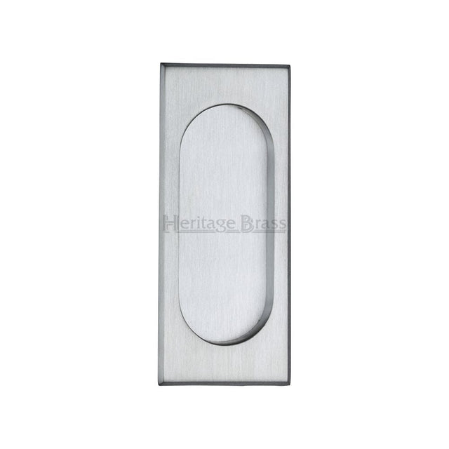 Heritage Brass Door Furniture Satin Chrome / Flush Handle / Rectangular Heritage Brass - Flush Pull Handle 105mm Satin Chrome Finish