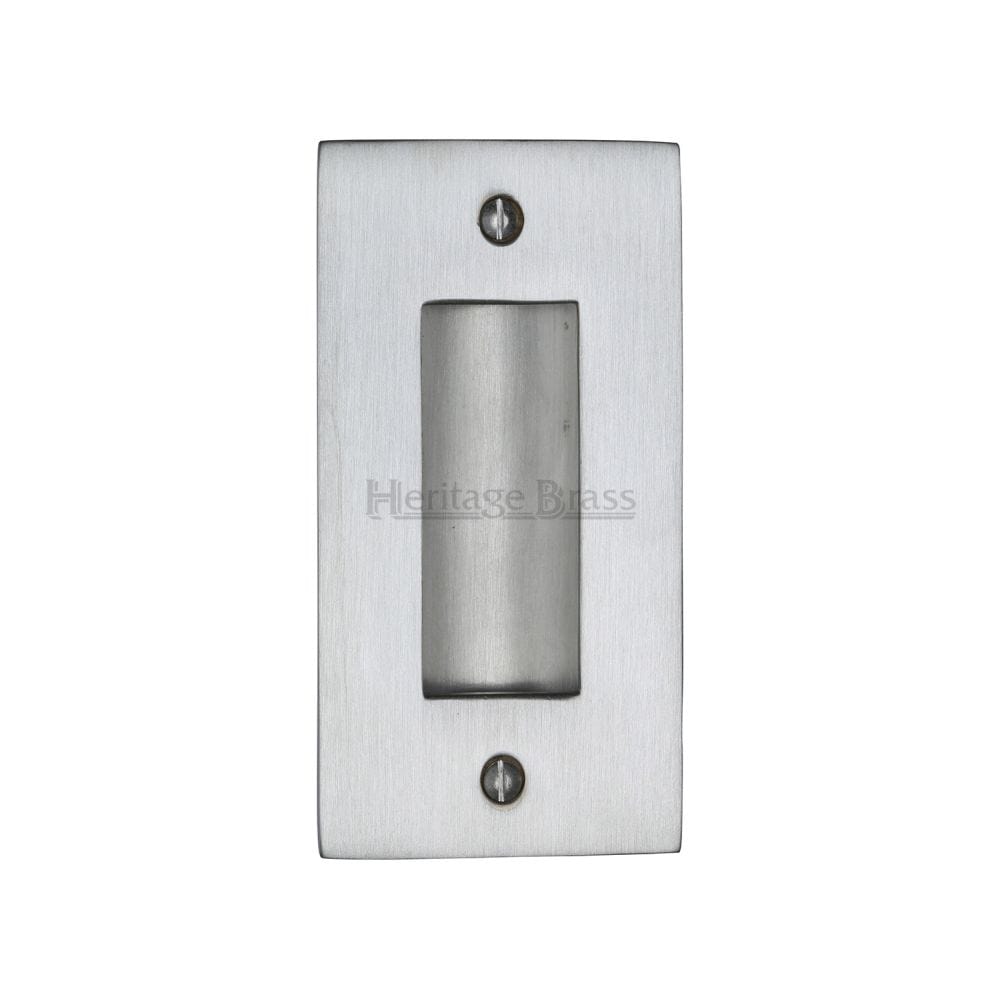 Heritage Brass Door Furniture Satin Chrome / Flush Handle / Rectangular Heritage Brass - Flush Pull Handle 4" Satin Chrome Finish