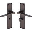 Heritage Brass Door Furniture Matt Bronze / Bathroom Lock Handles Heritage Brass - Gio Reeded Bathroom set Matt Bronze finish