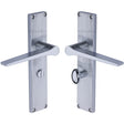 Heritage Brass Door Furniture Polished Chrome / Bathroom Lock Handles Heritage Brass - Gio Reeded Bathroom set Polished Chrome finish