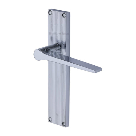 Heritage Brass Door Furniture Polished Chrome / Latch Handles Heritage Brass - Gio Reeded Lever Latch Polished Chrome finish