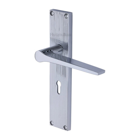 Heritage Brass Door Furniture Polished Chrome / Std. Lock Handles Heritage Brass - Gio Reeded Lever Lock Polished Chrome finish