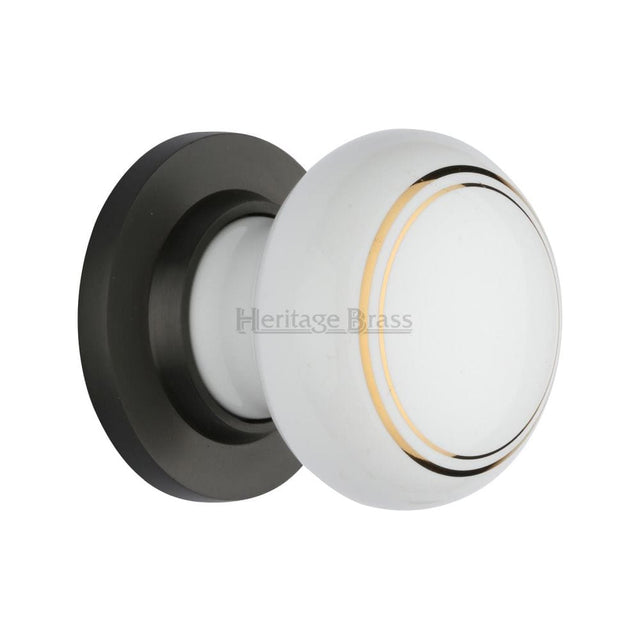 Heritage Brass Door Furniture Matt Bronze / Mortice Knobs Heritage Brass - Gold Line Knob with Matt Bronze base