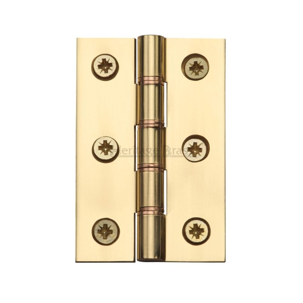 Heritage Brass Hinges Polished Brass / Washered Hinges / 3" (76mm) Heritage Brass - Hinge Brass with Phosphor Washers 3" x 2" Polished Brass Finish