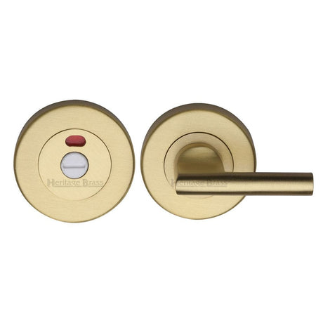 Heritage Brass Door Furniture Satin Brass / Yes Heritage Brass - Indicator Turn & Release for Bathroom Doors Satin Brass Finish
