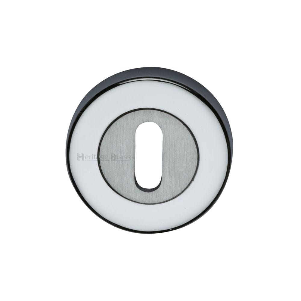 Heritage Brass Door Furniture Apollo Dual Finish,Satin Chrome/Polished Chrome / Mortice Key Profile Escutcheons Heritage Brass - Key Escutcheon Apollo Finish