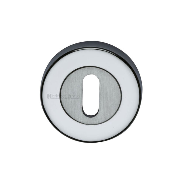 Heritage Brass Door Furniture Apollo Dual Finish,Satin Chrome/Polished Chrome / Mortice Key Profile Escutcheons Heritage Brass - Key Escutcheon Apollo Finish