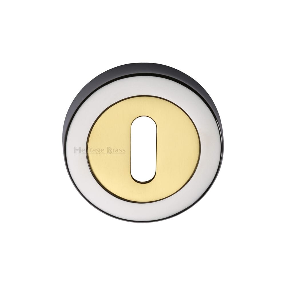 Heritage Brass Door Furniture Polished Chrome/Brass / Mortice Key Profile Escutcheons Heritage Brass - Key Escutcheon Chrome & Brass Finish