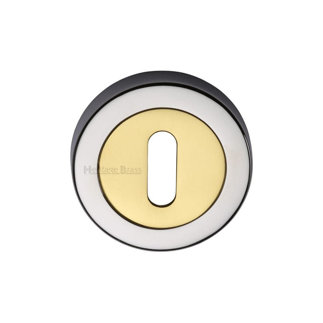 Heritage Brass Door Furniture Polished Chrome/Brass / Mortice Key Profile Escutcheons Heritage Brass - Key Escutcheon Chrome & Brass Finish