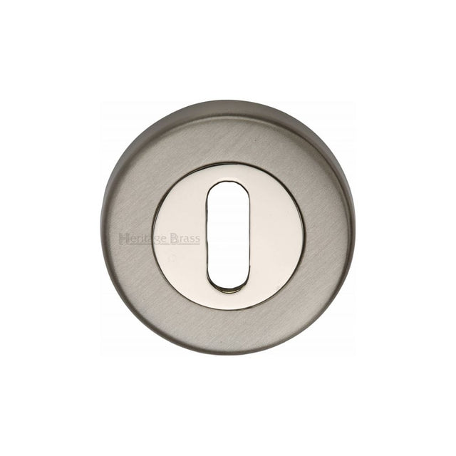 Heritage Brass Door Furniture Mercury Dual Finish,Satin Nickel and Polished Nickel / Mortice Key Profile Escutcheons Heritage Brass - Key Escutcheon Mercury Finish