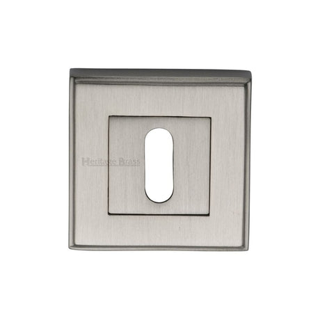 Heritage Brass Door Furniture Satin Nickel / Mortice Key Profile Escutcheons Heritage Brass - Key Escutcheon Square Satin Nickel Finish