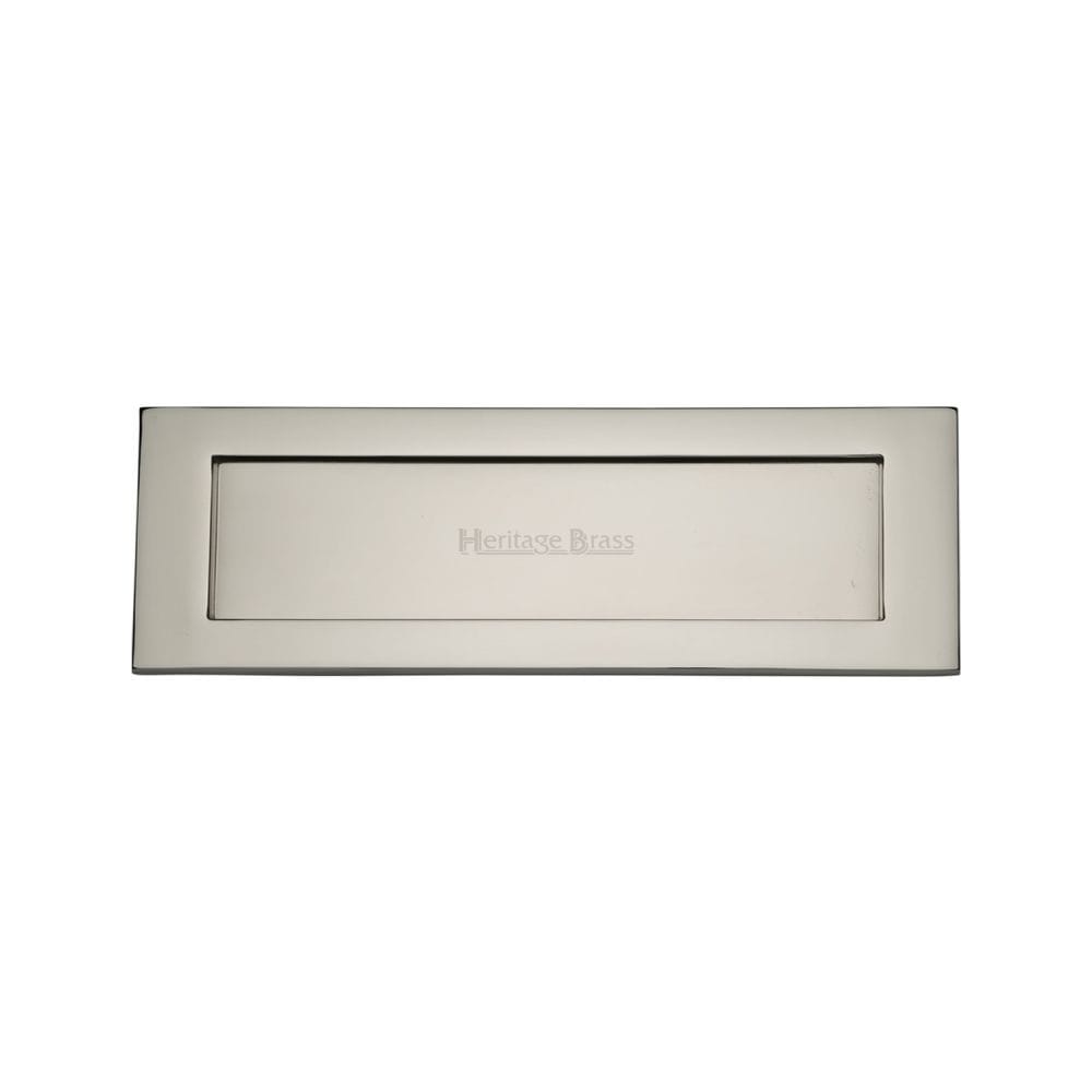Heritage Brass Door Furniture Polished Nickel / Letter Plates / 305 x 102mm (12 x 4") Heritage Brass - Letterplate 12" x 4" Polished Nickel Finish