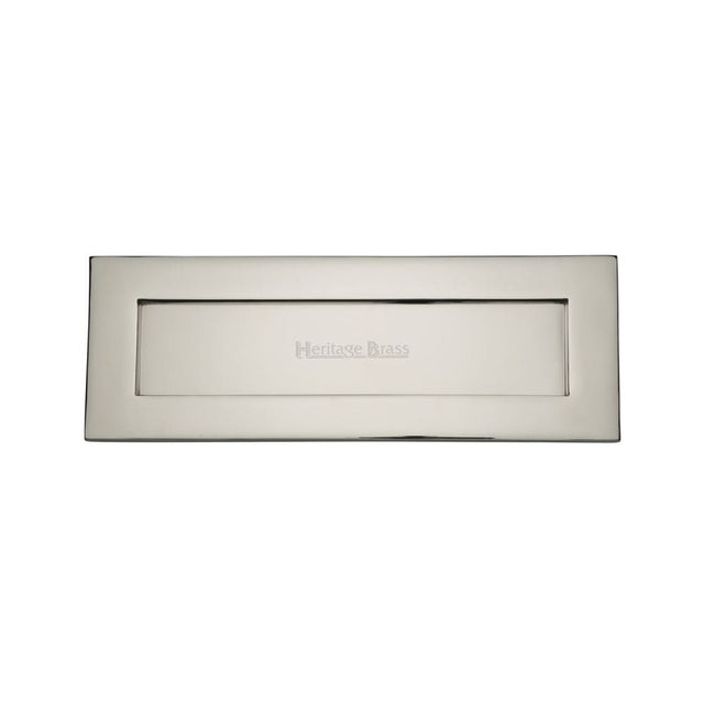 Heritage Brass Door Furniture Polished Nickel / Letter Plates / 356 x 127mm (14" x 4 1/2") Heritage Brass - Letterplate 14" x 4 1/2" Polished Nickel Finish