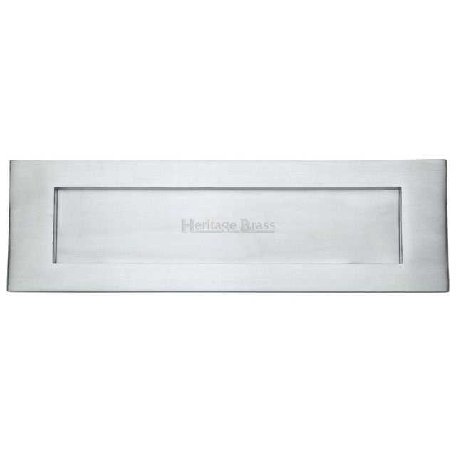Heritage Brass Door Furniture Satin Chrome / Letter Plates / 411 x 125mm (16" x 5") Heritage Brass - Letterplate 16" x 5" Satin Chrome Finish
