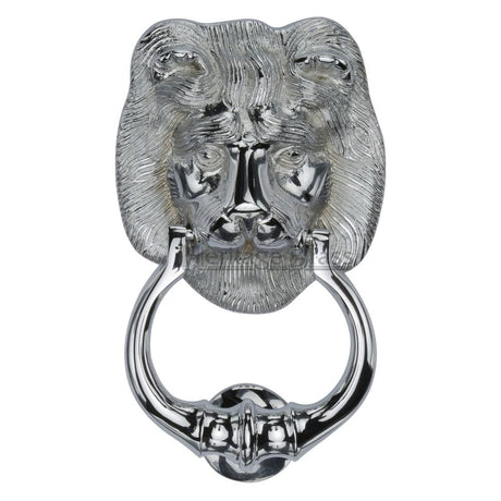 Heritage Brass Door Furniture Polished Chrome / Lion Door Knocker Heritage Brass - Lion Knocker Polished Chrome Finish