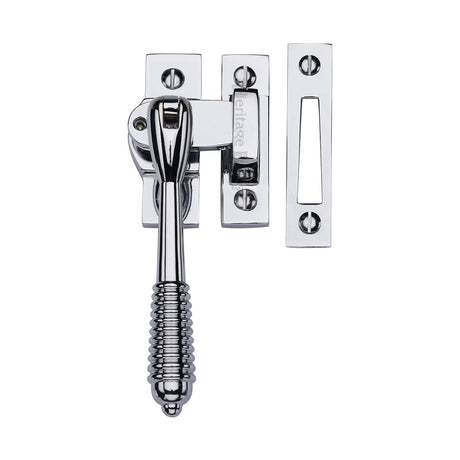 Heritage Brass Window Furniture Polished Chrome / Yes / Mortice & Hook Place Heritage Brass - Lockable Mortice & Hook Plate Casement Fastener Reeded Design Polished Chrome finish
