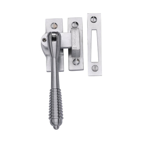 Heritage Brass Window Furniture Satin Chrome / Yes / Mortice & Hook Place Heritage Brass - Lockable Mortice & Hook Plate Casement Fastener Reeded Design Satin Chrome finish