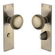 Heritage Brass Door Furniture Antique Brass / Bathroom Lock Mortice Knobs Heritage Brass - Mortice Knob on Bathroom Plate Balmoral Design Antique Brass Finis