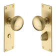 Heritage Brass Door Furniture Satin Brass / Bathroom Lock Mortice Knobs Heritage Brass - Mortice Knob on Bathroom Plate Balmoral Design Satin Brass Finis