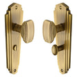 Heritage Brass Door Furniture Antique Brass / Bathroom Lock Mortice Knobs Heritage Brass - Mortice Knob on Bathroom Plate Charlston Design Antique Brass Fini