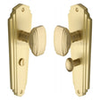 Heritage Brass Door Furniture Satin Brass / Bathroom Lock Mortice Knobs Heritage Brass - Mortice Knob on Bathroom Plate Charlston Design Satin Brass Fini