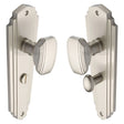 Heritage Brass Door Furniture Satin Nickel / Bathroom Lock Mortice Knobs Heritage Brass - Mortice Knob on Bathroom Plate Charlston Design Satin Nickel Fin