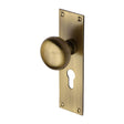 Heritage Brass Door Furniture Antique Brass / Euro Profile Lock Mortice Knobs Heritage Brass - Mortice Knob on Euro Profile Plate Balmoral Design Antique Brass F