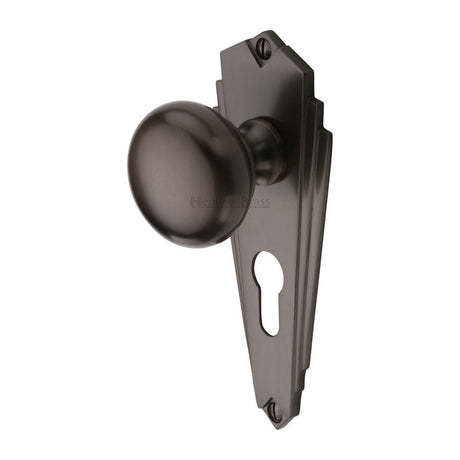 Heritage Brass Door Furniture Matt Bronze / Euro Profile Lock Mortice Knobs Heritage Brass - Mortice Knob on Euro Profile Plate Broadway Design Matt Bronze