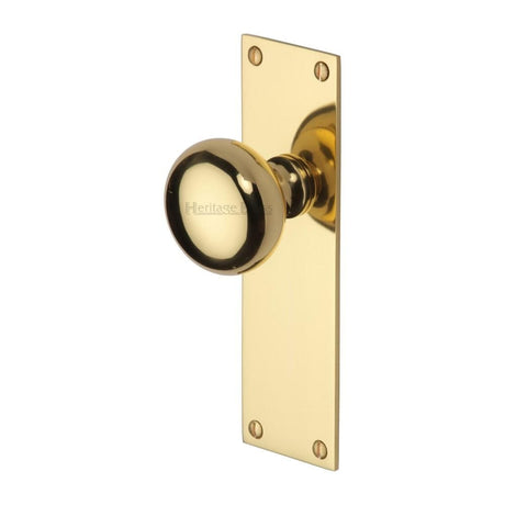 Heritage Brass Door Furniture Polished Brass / Mortice Knobs on Backplate Heritage Brass - Mortice Knob on Latch Plate Balmoral Design Polished Brass Finish