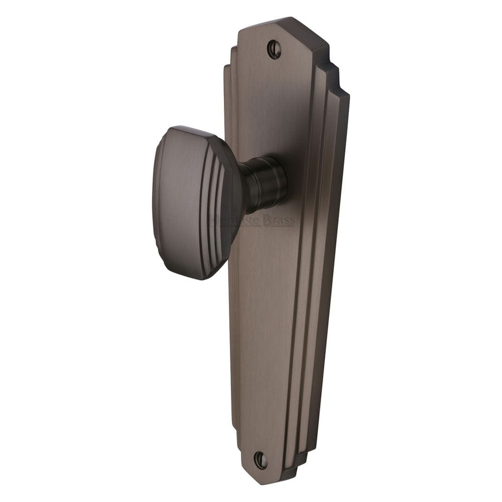 Heritage Brass Door Furniture Matt Bronze / Mortice Knobs on Backplate Heritage Brass - Mortice Knob on Latch Plate Charlston Design Matt Bronze Finish