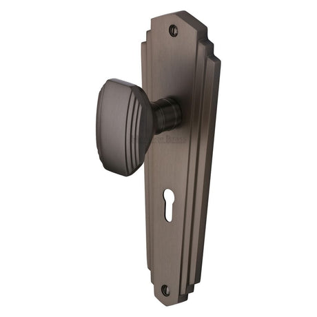Heritage Brass Door Furniture Matt Bronze / Mortice Knobs Heritage Brass - Mortice Knob on Lock Plate Charlston Design Matt Bronze Finish