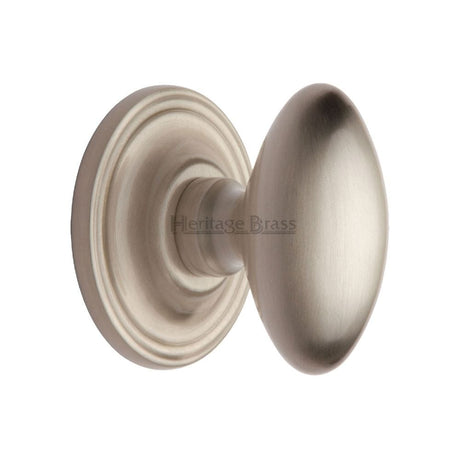 Heritage Brass Door Furniture Satin Nickel / Mortice Knobs Heritage Brass - Mortice Knob on Rose Chelsea Design Satin Nickel Finish