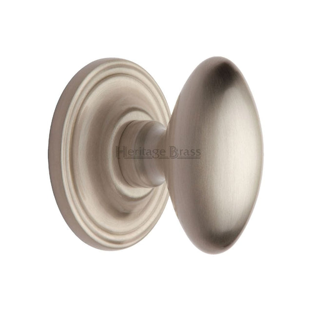 Heritage Brass Door Furniture Satin Nickel / Mortice Knobs Heritage Brass - Mortice Knob on Rose Chelsea Design Satin Nickel Finish