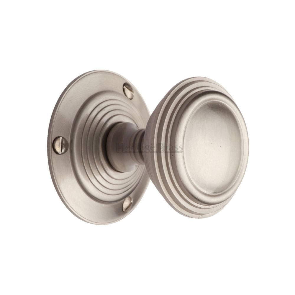 Heritage Brass Door Furniture Satin Nickel / Mortice Knobs Heritage Brass - Mortice Knob on Rose Goodrich Design Satin Nickel Finish
