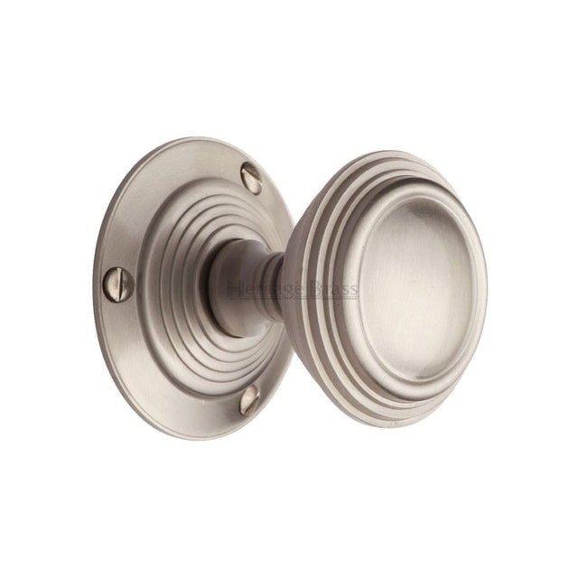 Heritage Brass Door Furniture Satin Nickel / Mortice Knobs Heritage Brass - Mortice Knob on Rose Goodrich Design Satin Nickel Finish