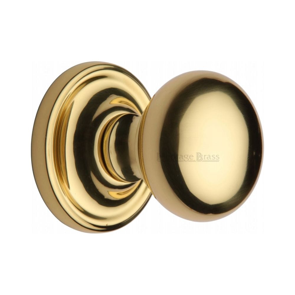 Heritage Brass Door Furniture Polished Brass / Mortice Knobs Heritage Brass - Mortice Knob on Rose Hampstead Design Polished Brass Finish