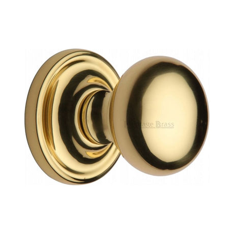 Heritage Brass Door Furniture Polished Brass / Mortice Knobs Heritage Brass - Mortice Knob on Rose Hampstead Design Polished Brass Finish