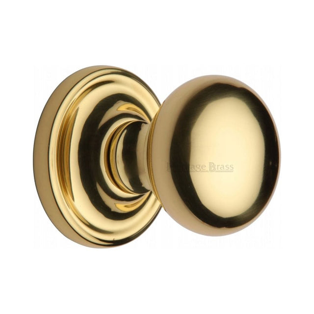 Heritage Brass Door Furniture Polished Brass / Mortice Knobs Heritage Brass - Mortice Knob on Rose Hampstead Design Polished Brass Finish